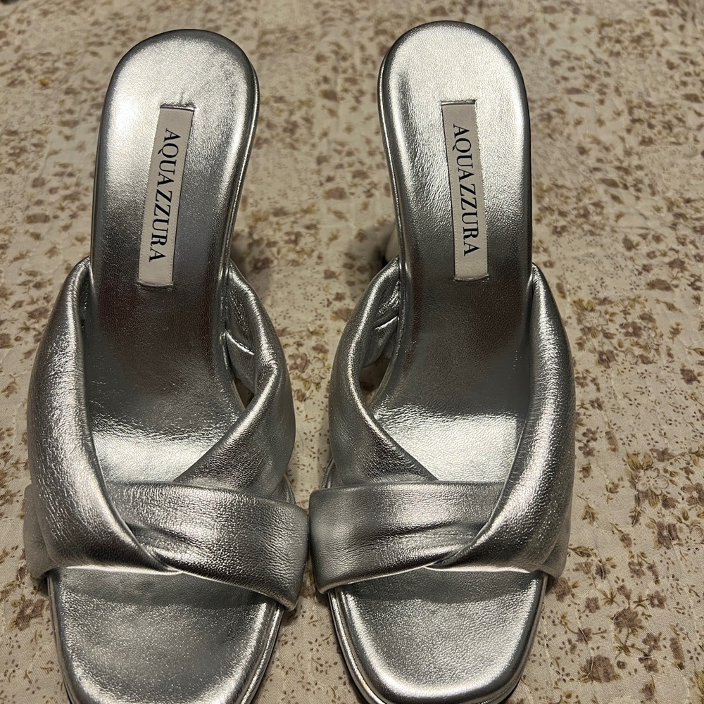 Aquazzura Silver Heels Elegant Design